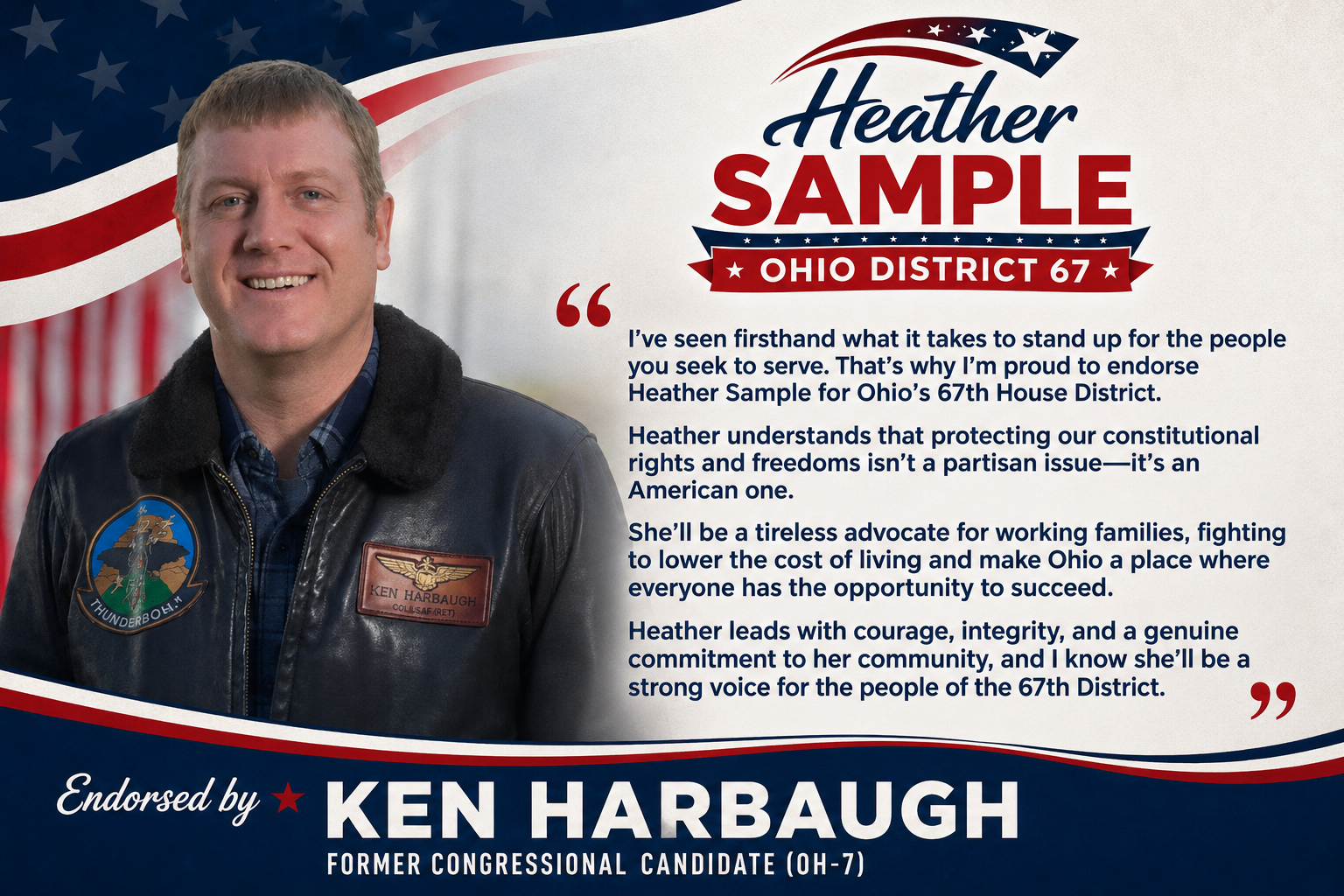 Ken Harbaugh endorses Heather Sample for Ohio House District 67